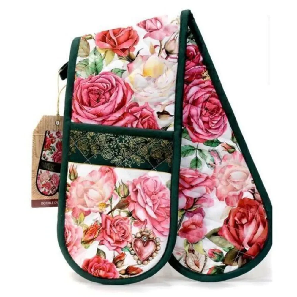 Michel Design Works Cotton Kitchen‎ Double Oven Glove Royal Rose Floral Mothers